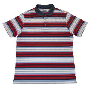 NIKE Golf Polo Shirt Men's Striped Red Blue White Short Sleeve Dri-Fit Casual XL